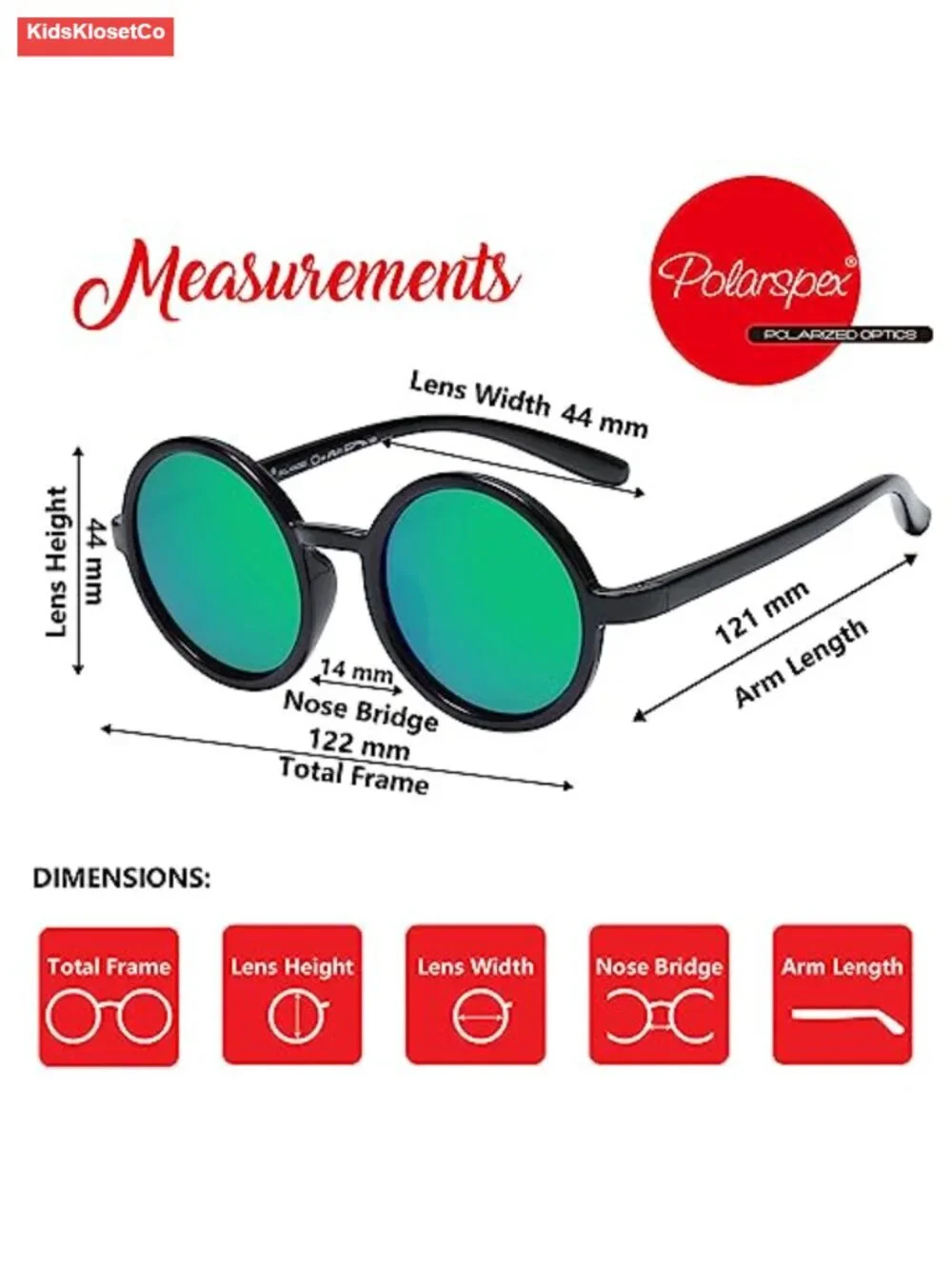Polarized Sunglasses for Kids - Elastic Retro Round - UV400 Protection - BPA